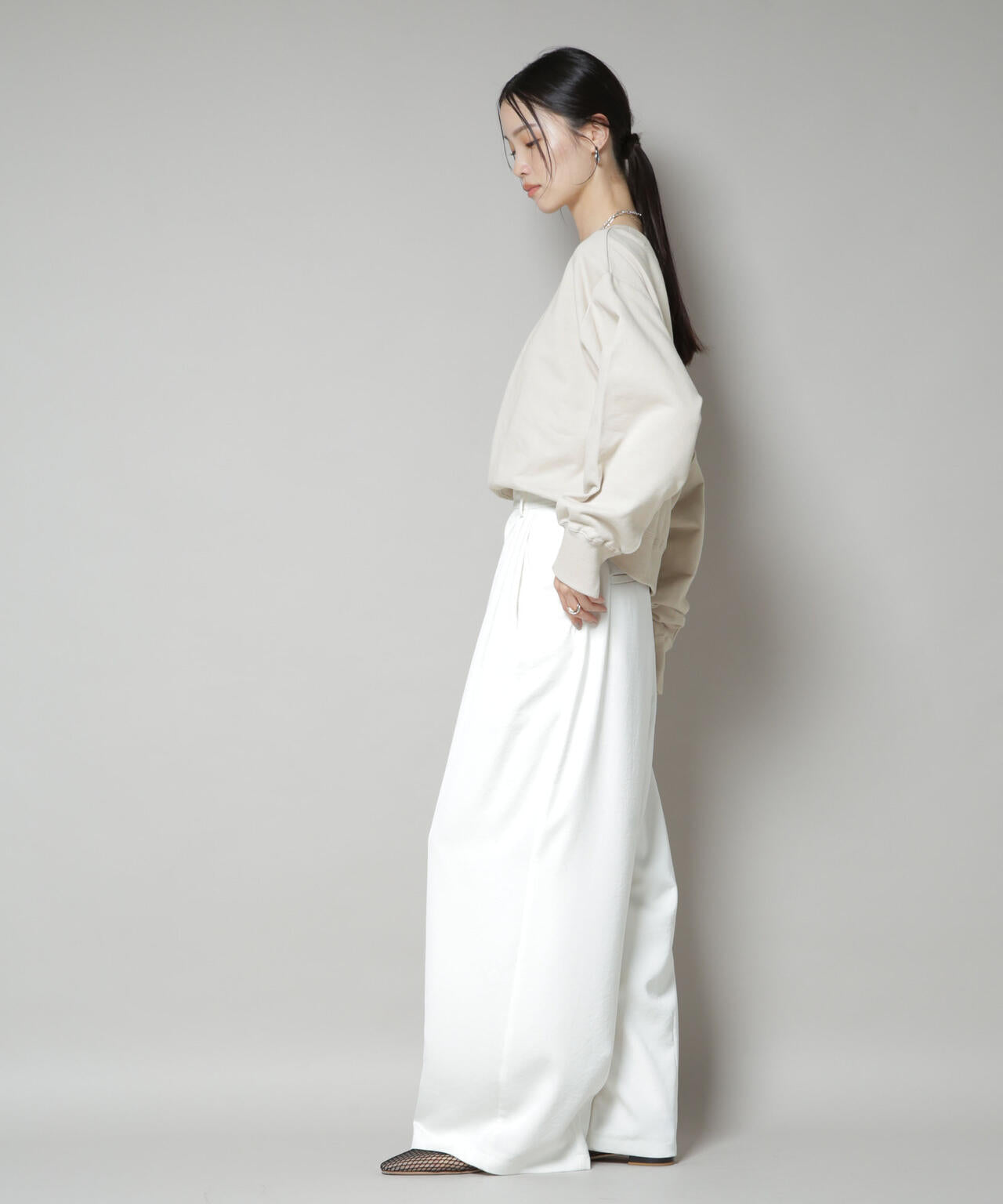 ワイドボートネックスウェットトップス