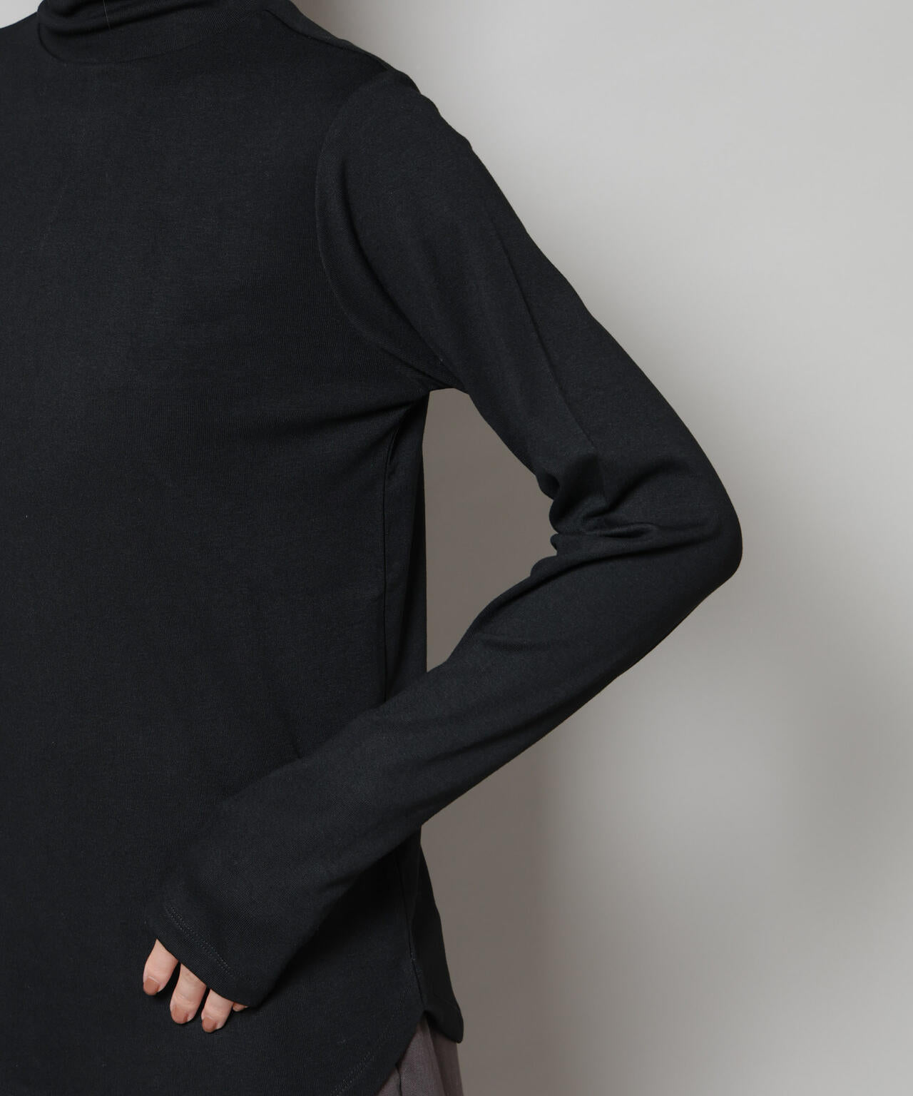 吸湿発熱タートルネックカットトップス