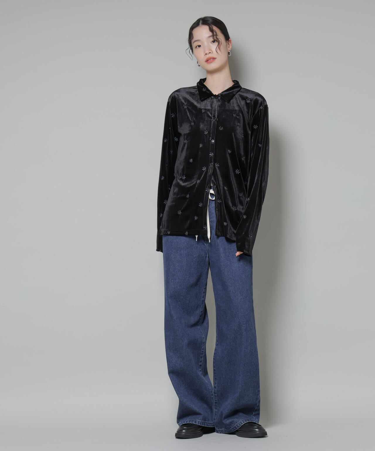 刺繍ベロアカットシャツ(セットアップ可)