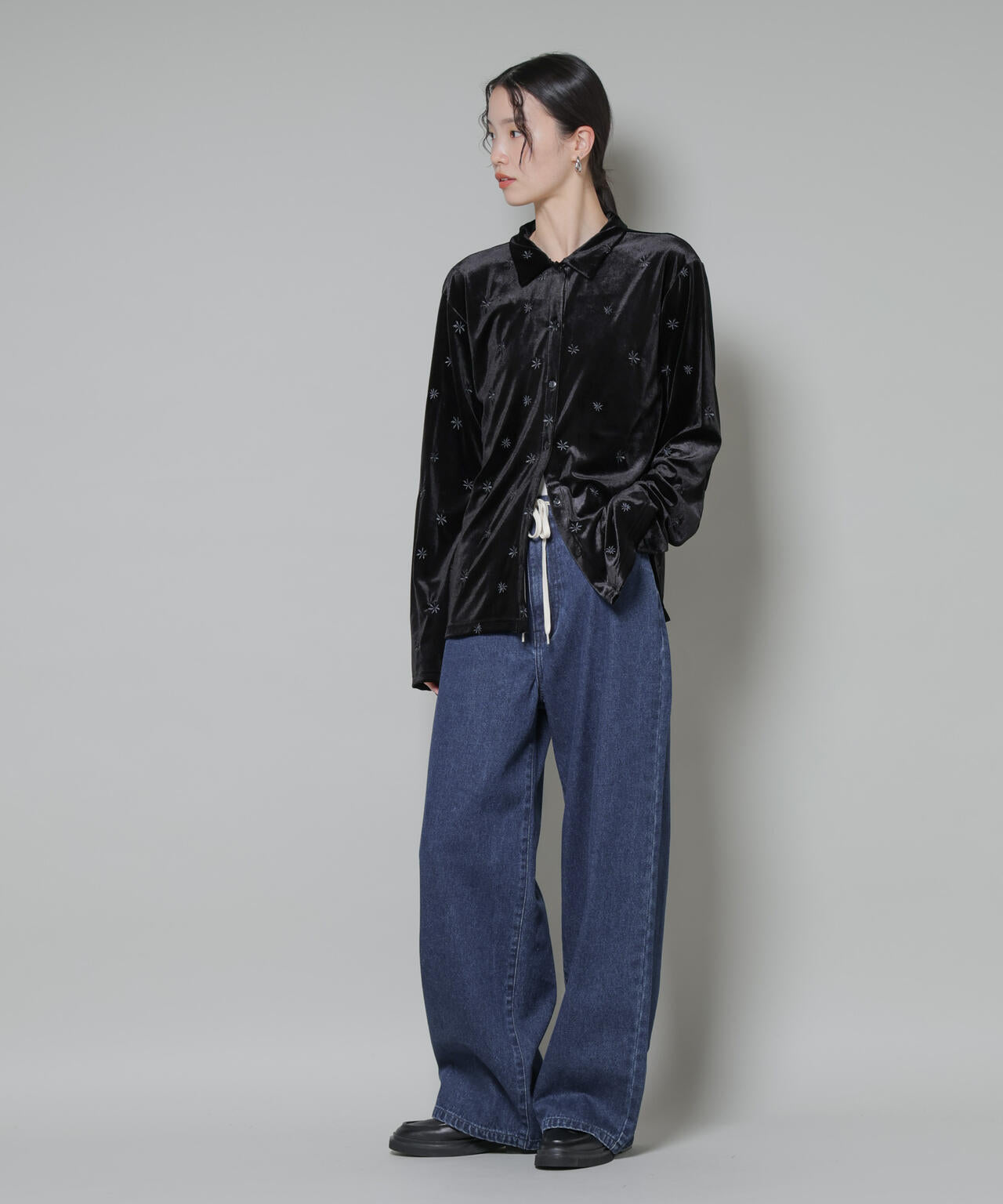 刺繍ベロアカットシャツ(セットアップ可)