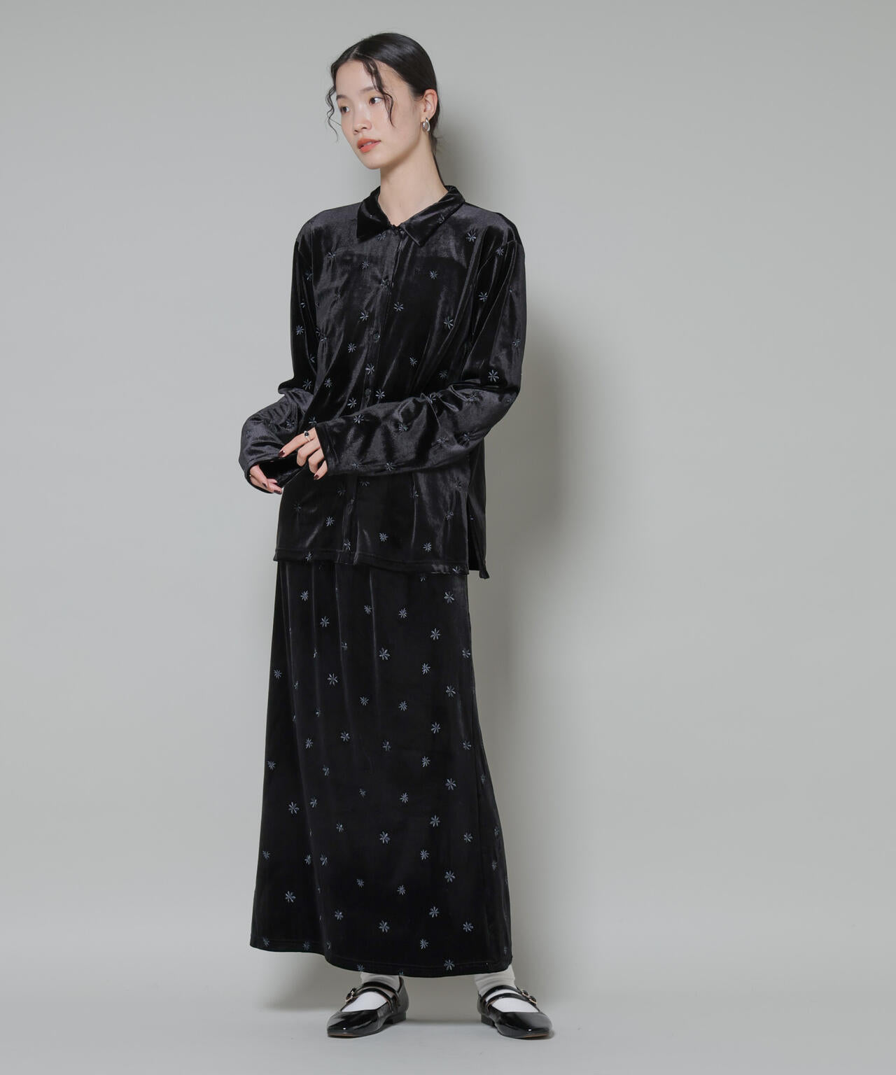 刺繍ベロアカットシャツ(セットアップ可)