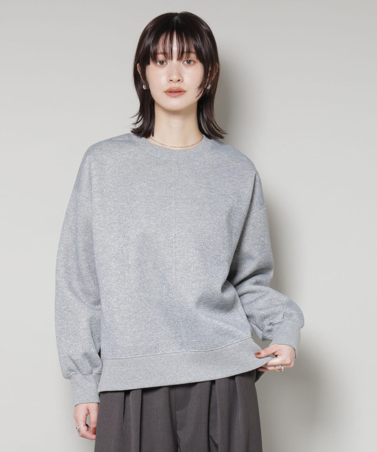 ラメ裏毛トップス