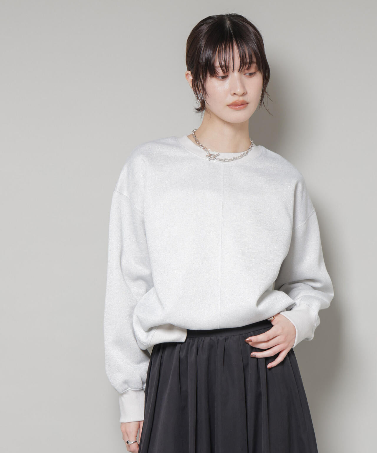 ラメ裏毛トップス