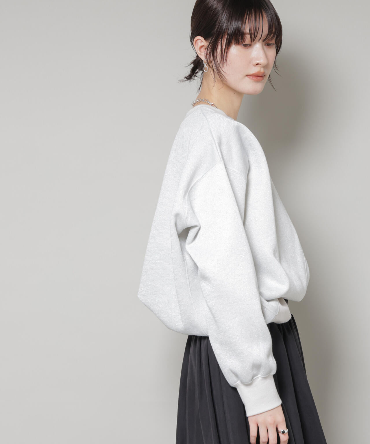 ラメ裏毛トップス