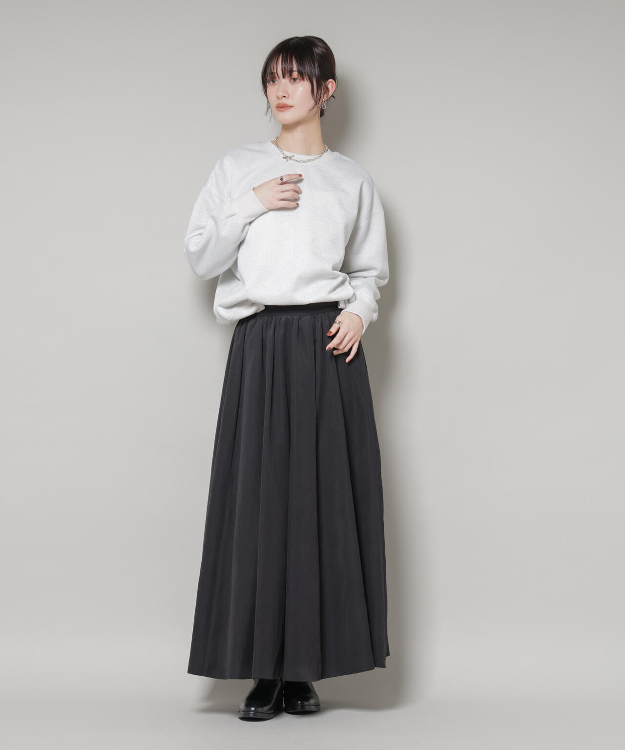 ラメ裏毛トップス