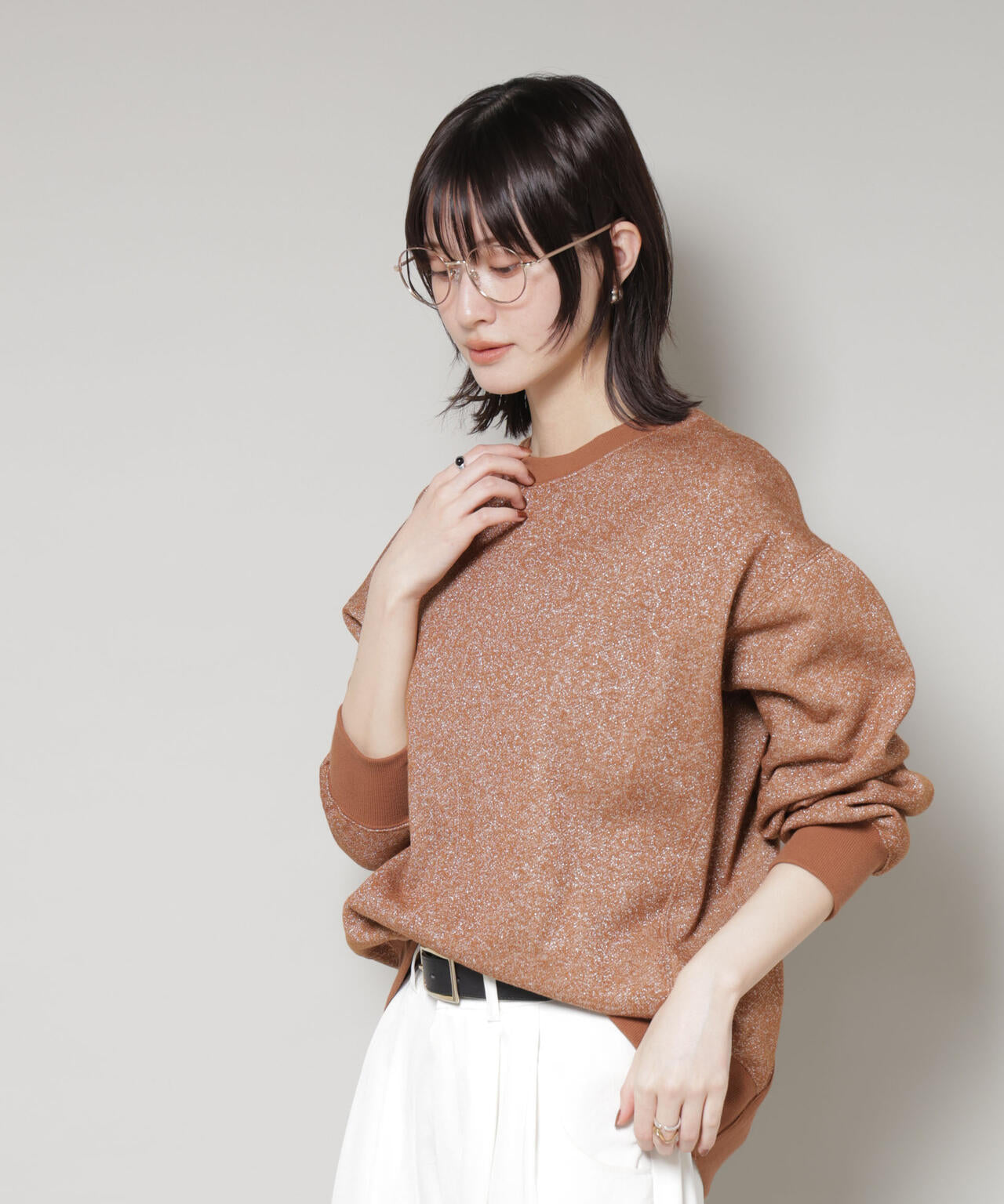 ラメ裏毛トップス