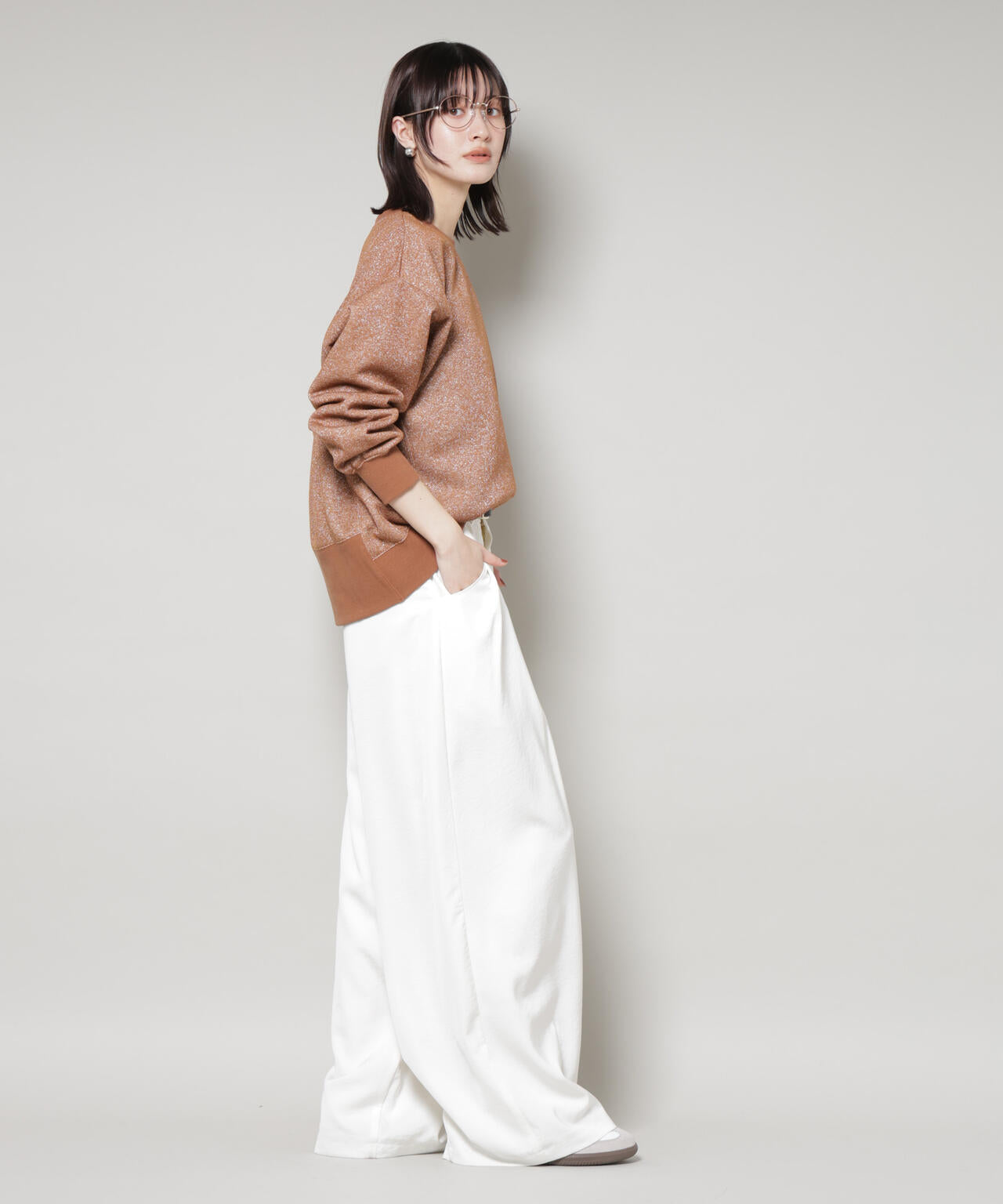 ラメ裏毛トップス