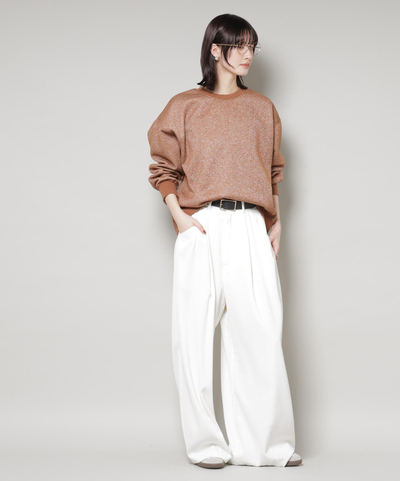 ラメ裏毛トップス
