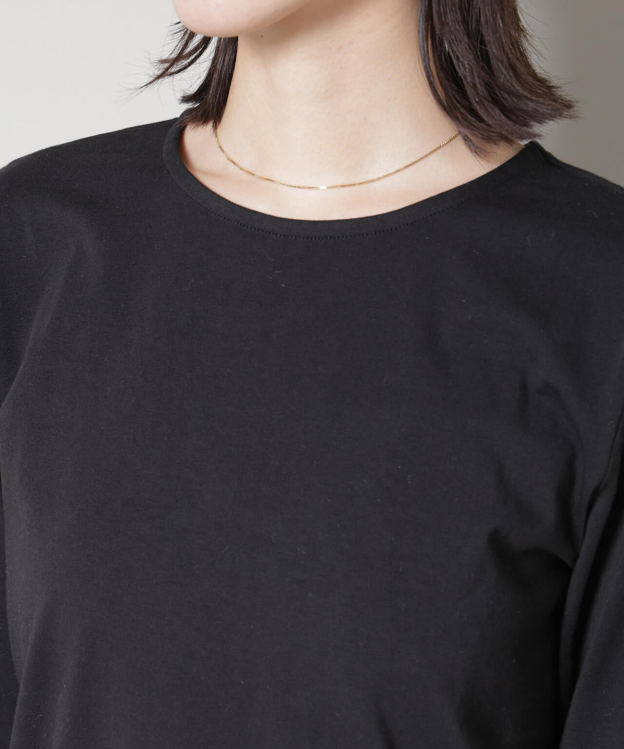 裾レースドッキングロングTシャツ