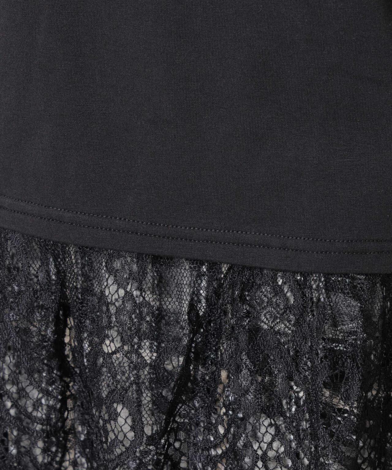 裾レースドッキングロングTシャツ