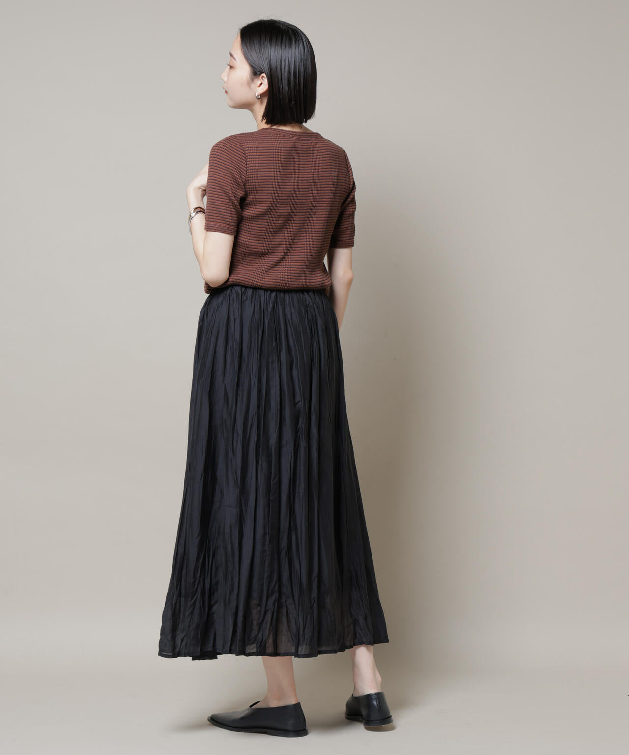 マルチボーダーテレコリブカットトップス