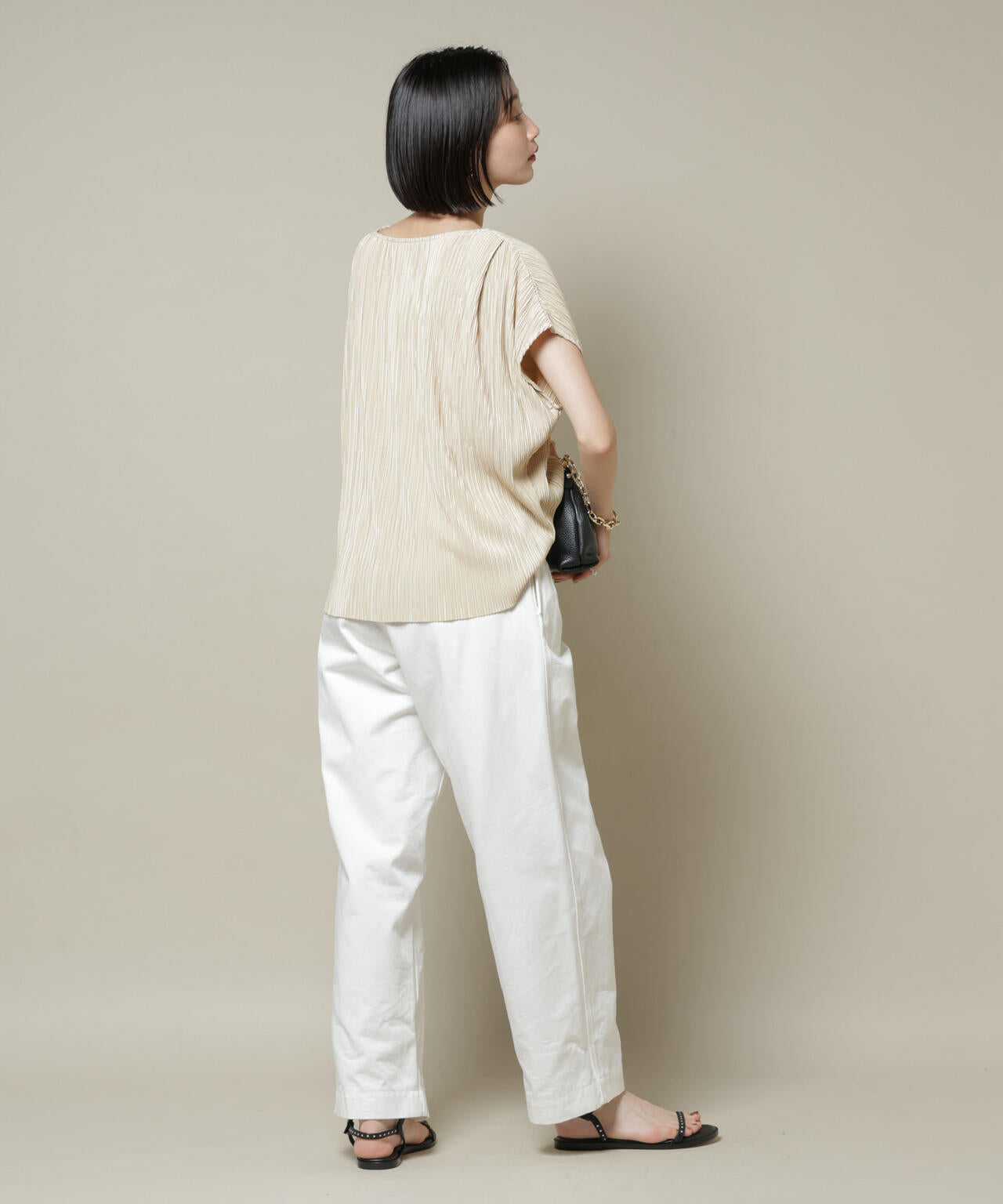 ランダムプリーツカットフレンチスリーブトップス(セットアップ可)