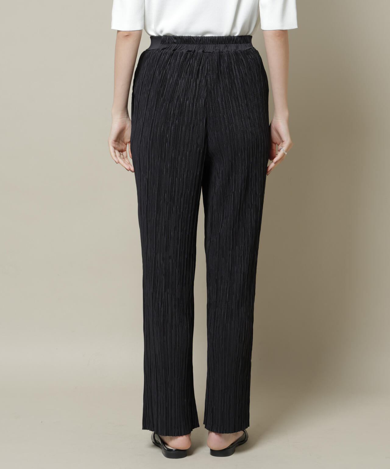 ランダムプリーツカットセミワイドパンツ(セットアップ可)