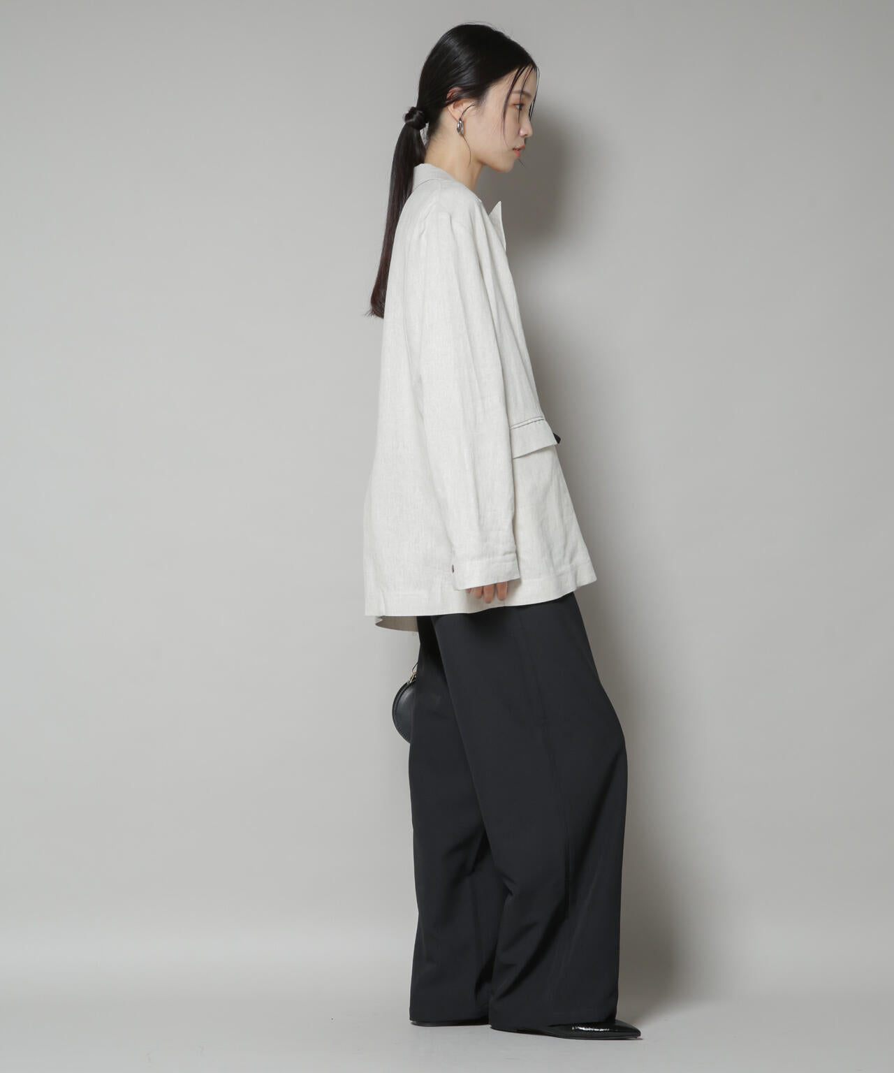 【撥水加工】ウェストドロストワイドストレートパンツ