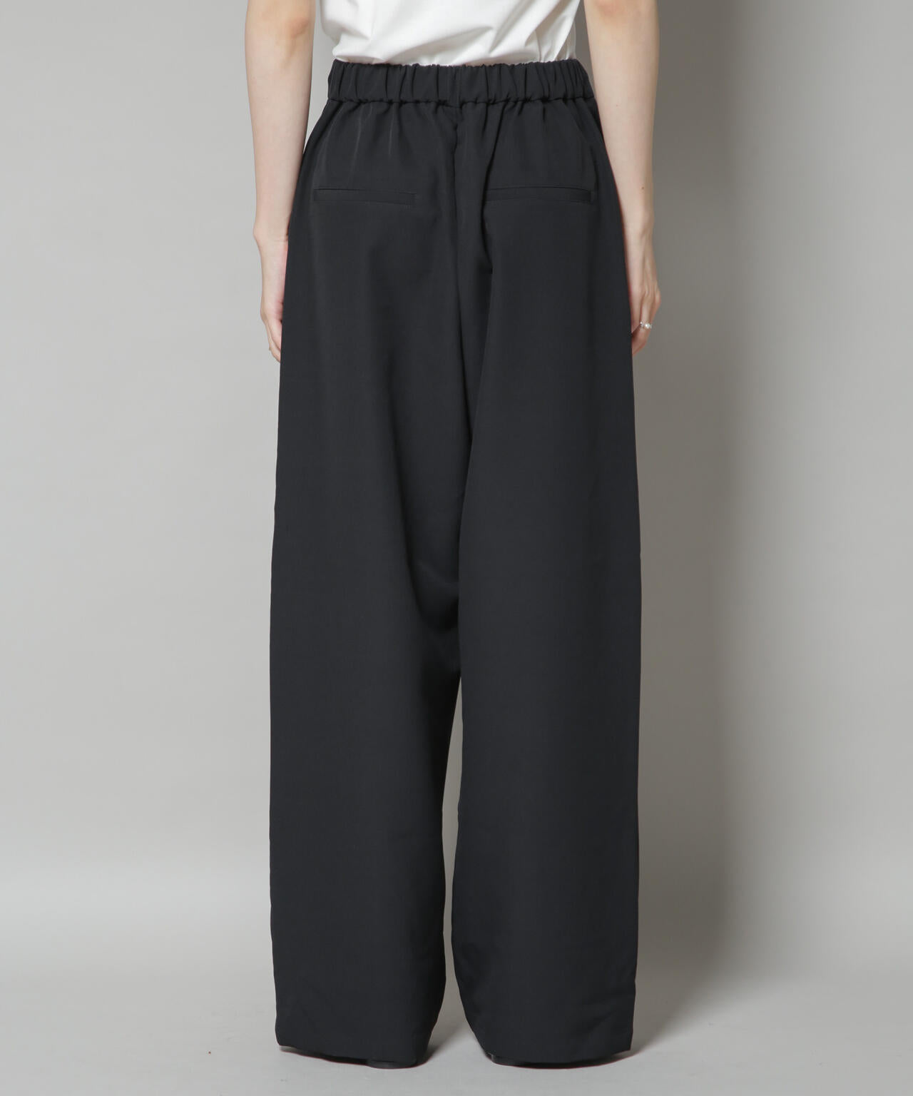 【撥水加工】ウェストドロストワイドストレートパンツ