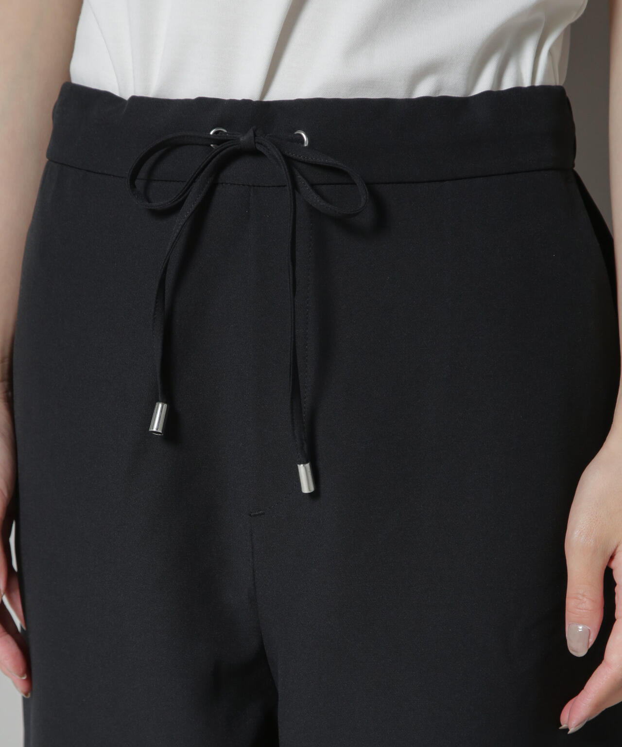 【撥水加工】ウェストドロストワイドストレートパンツ