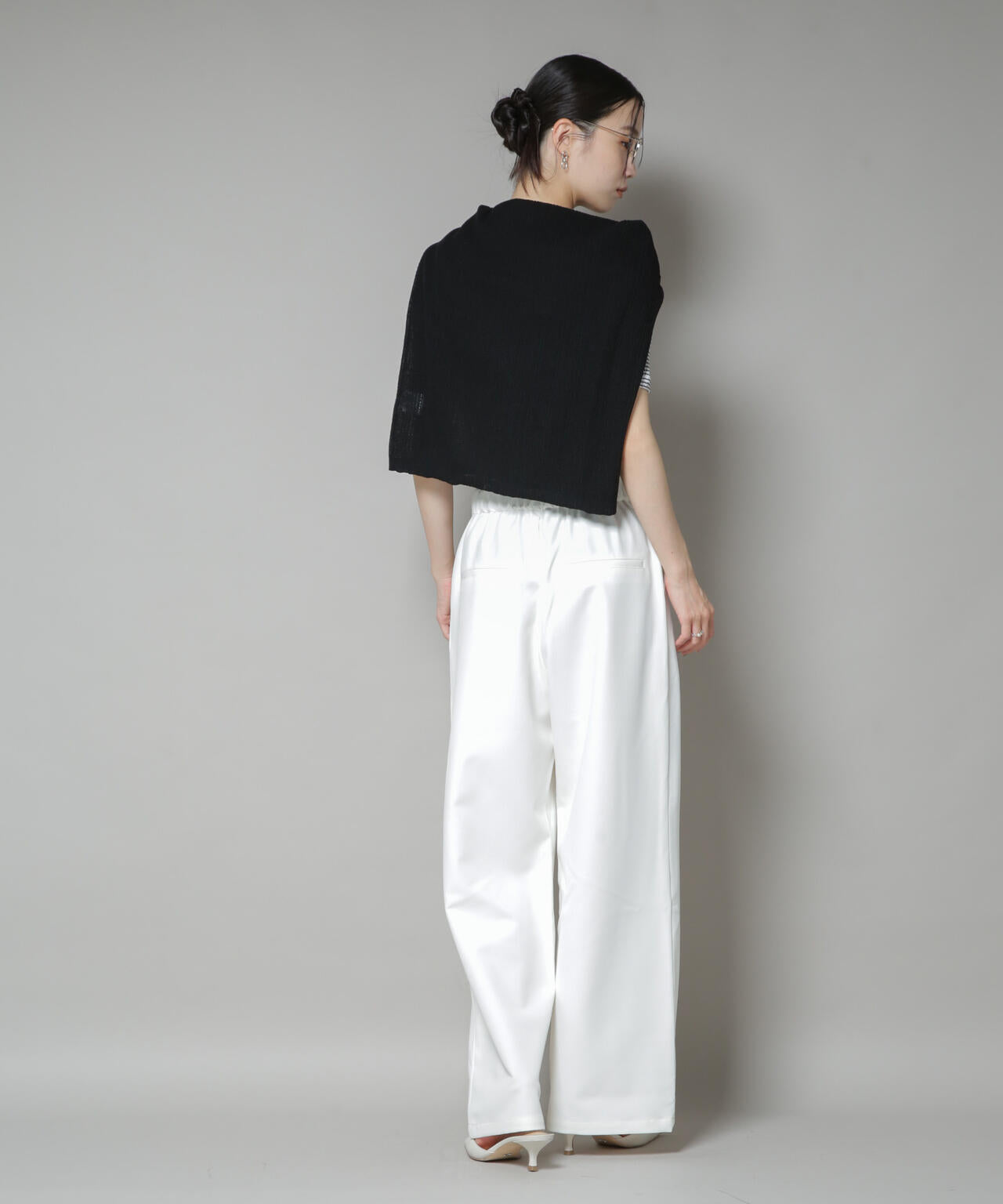 【撥水加工】ウェストドロストワイドストレートパンツ