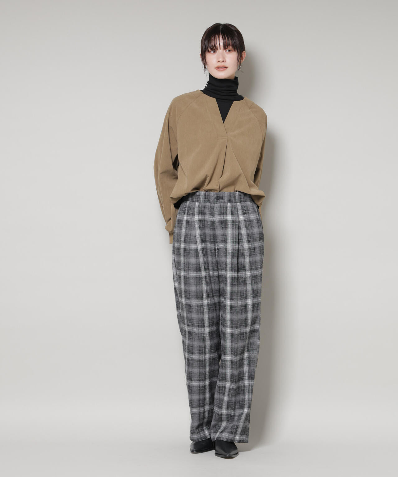 オンブレーチェックタックパンツ(セットアップ可)