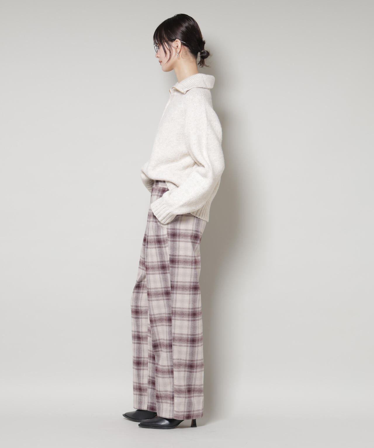 オンブレーチェックタックパンツ(セットアップ可)