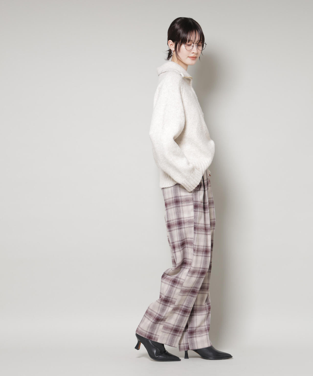 オンブレーチェックタックパンツ(セットアップ可)