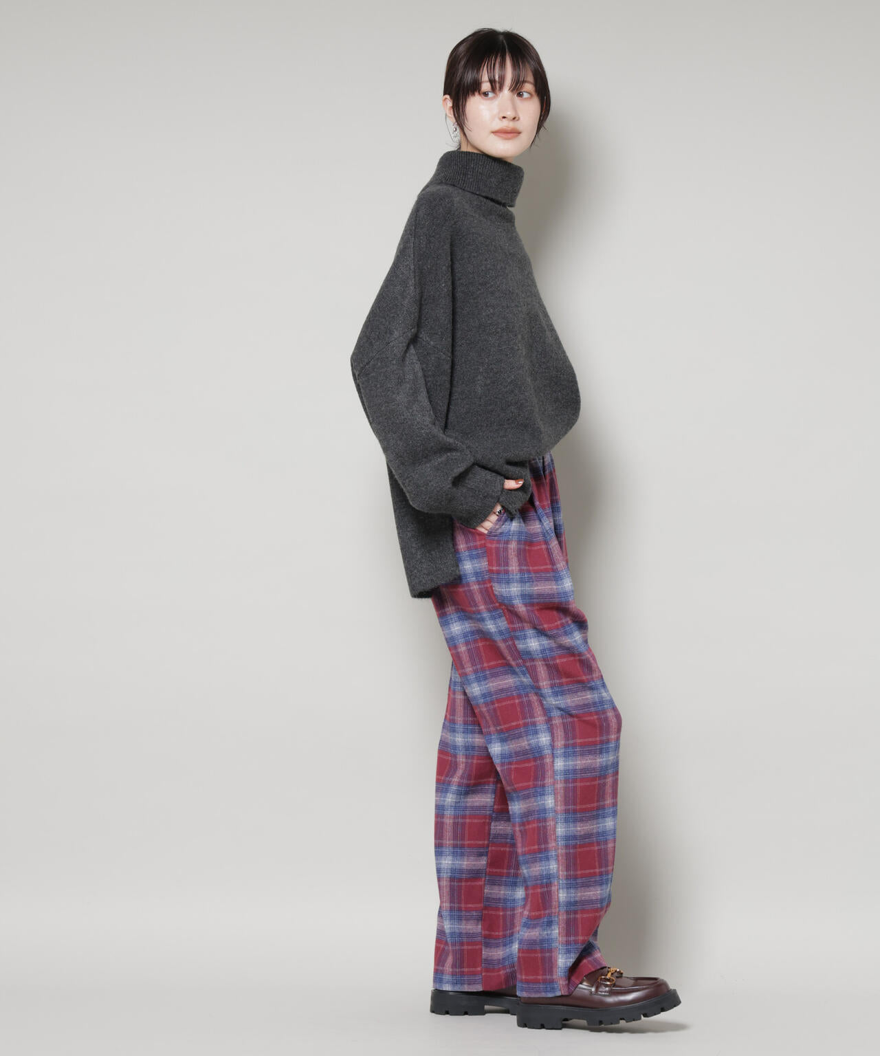 オンブレーチェックタックパンツ(セットアップ可)