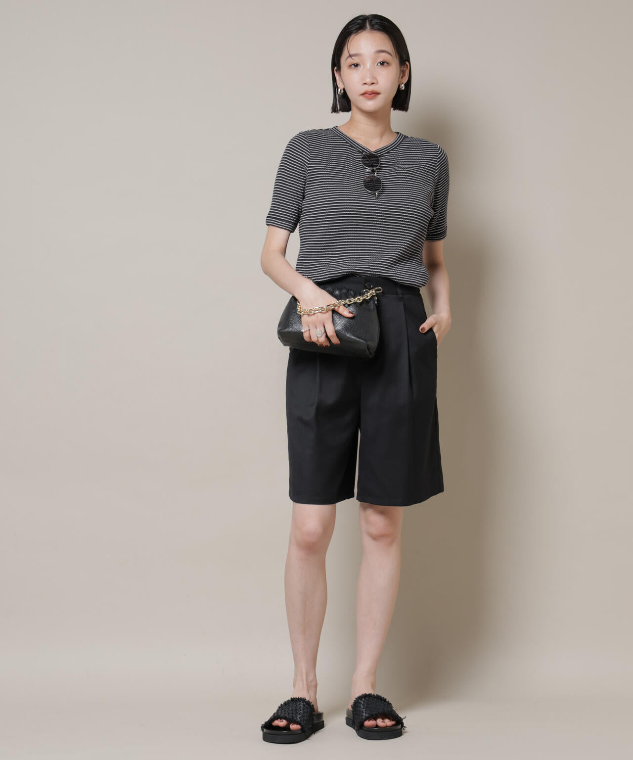 ワンタックショートパンツ(セットアップ可)