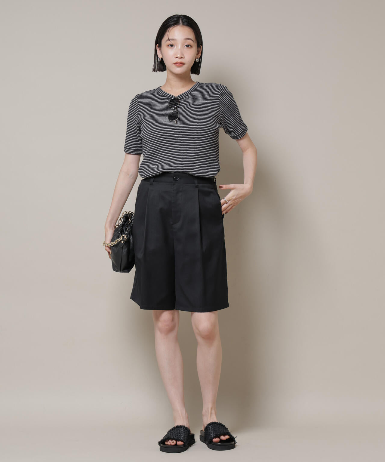 ワンタックショートパンツ(セットアップ可)