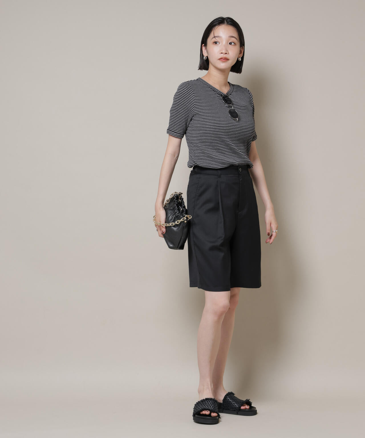 ワンタックショートパンツ(セットアップ可)