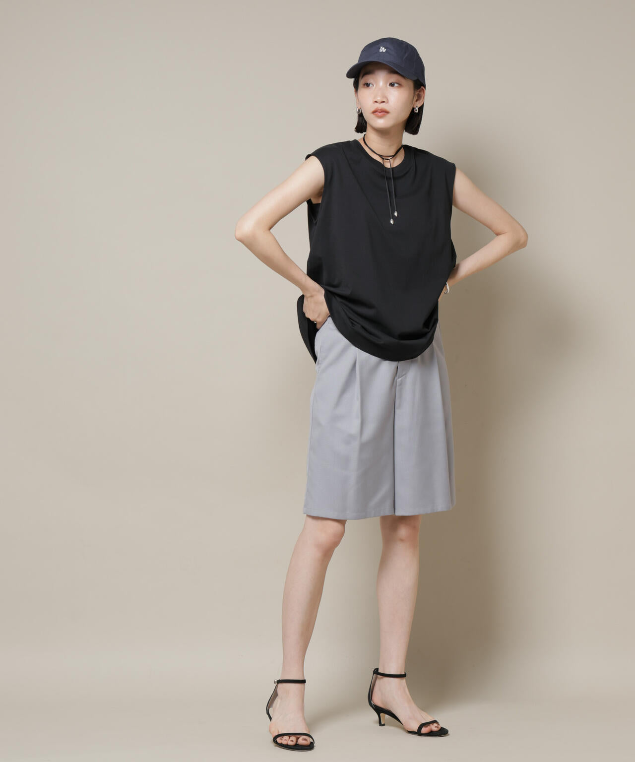 ワンタックショートパンツ(セットアップ可)