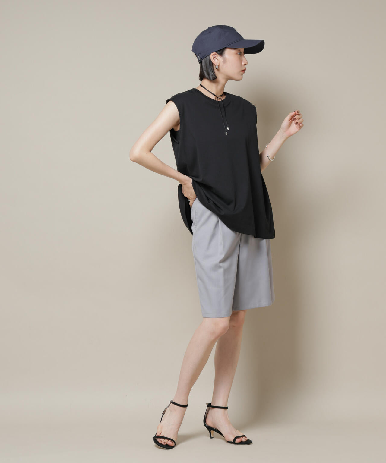 ワンタックショートパンツ(セットアップ可)