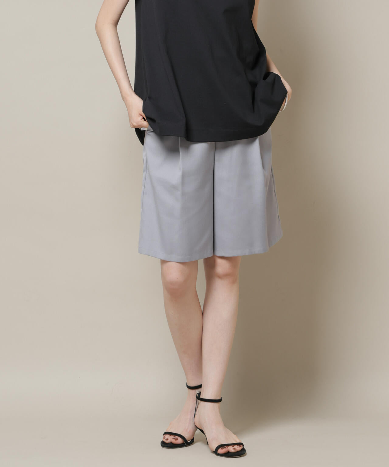ワンタックショートパンツ(セットアップ可)