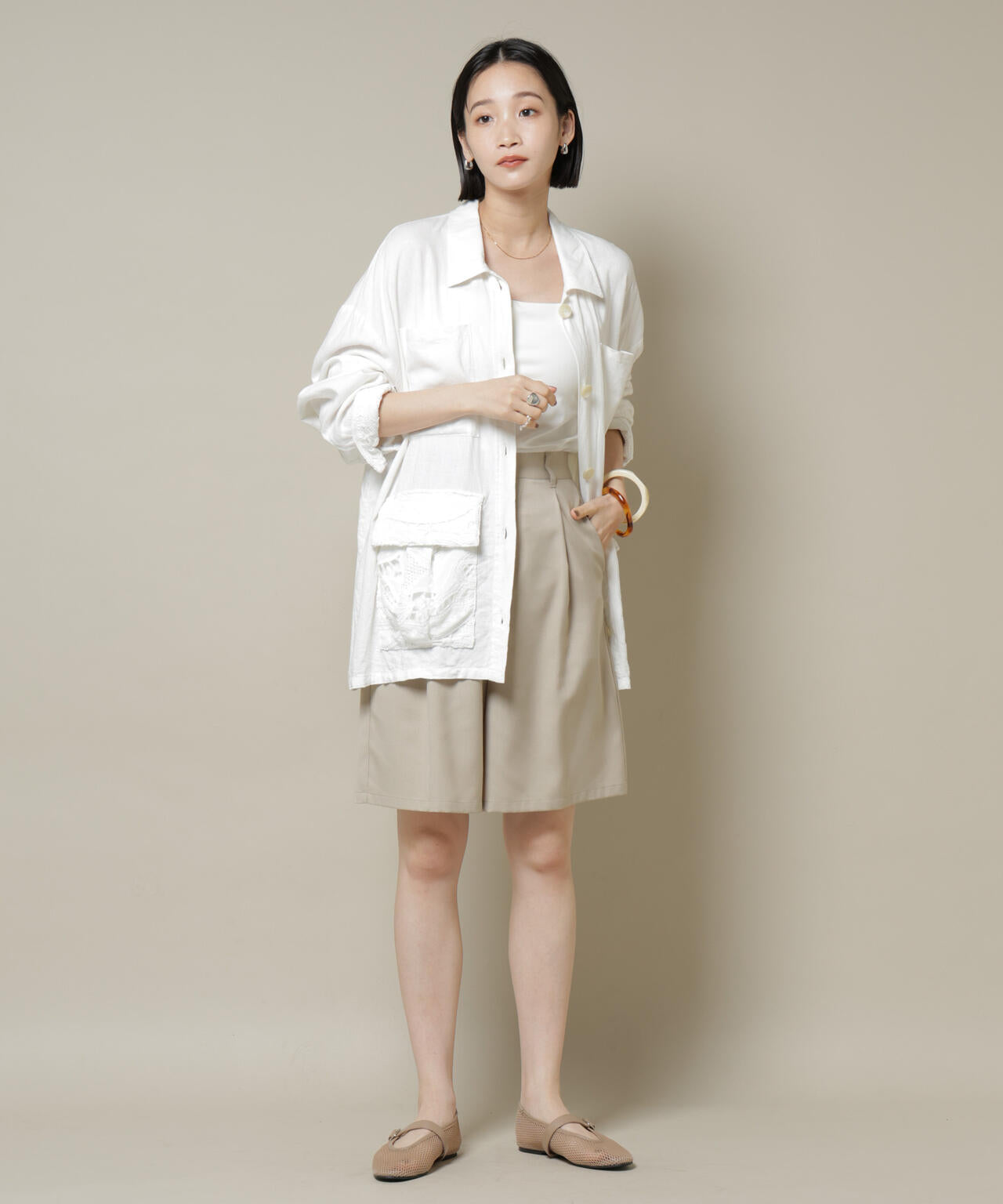 ワンタックショートパンツ(セットアップ可)