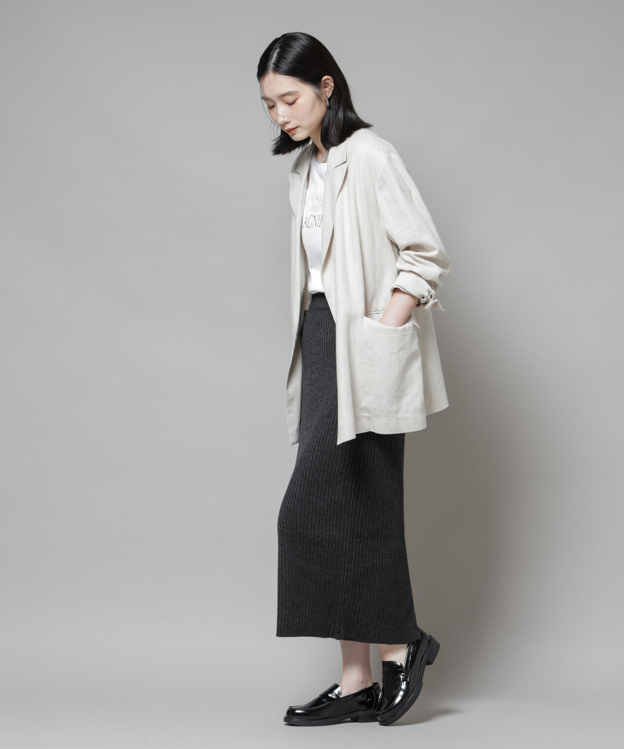 メランジリブタイトスカート(セットアップ可)