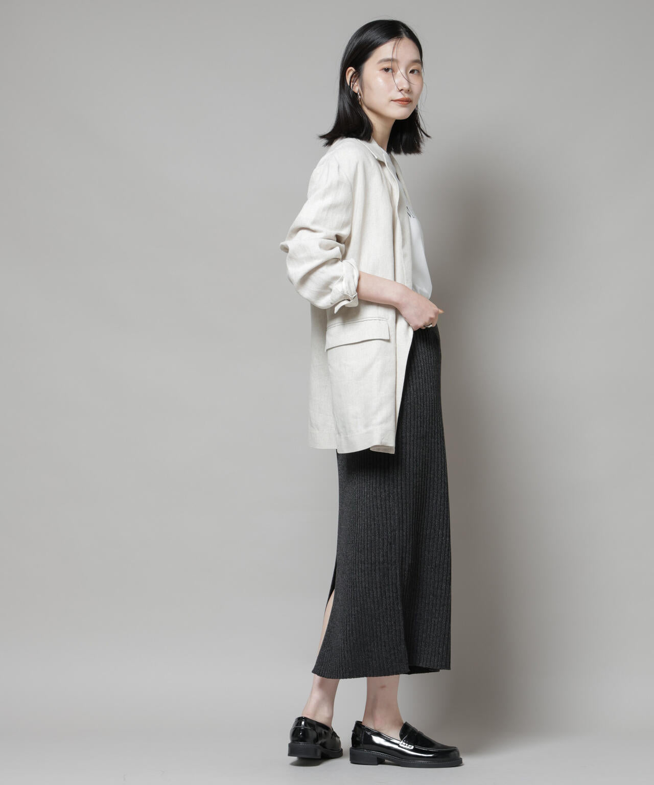 メランジリブタイトスカート(セットアップ可)