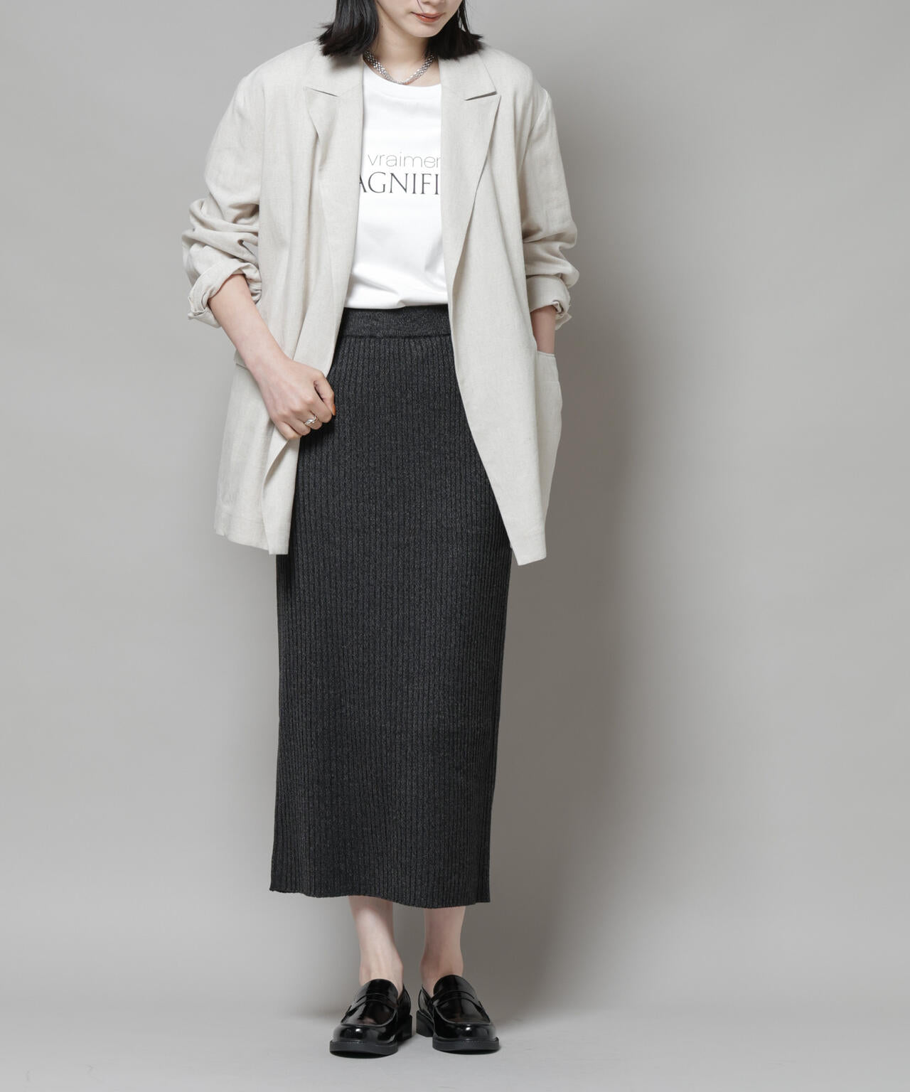 メランジリブタイトスカート(セットアップ可)