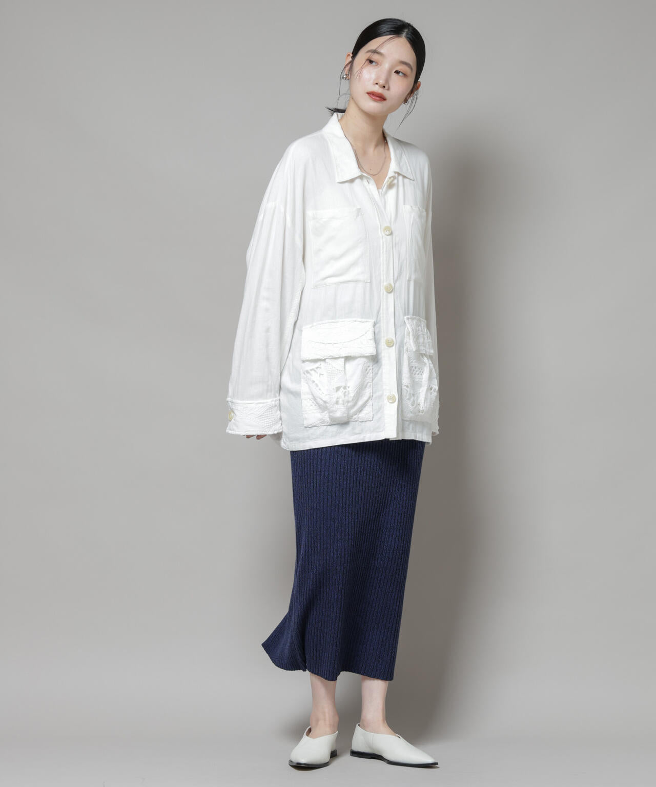 メランジリブタイトスカート(セットアップ可)