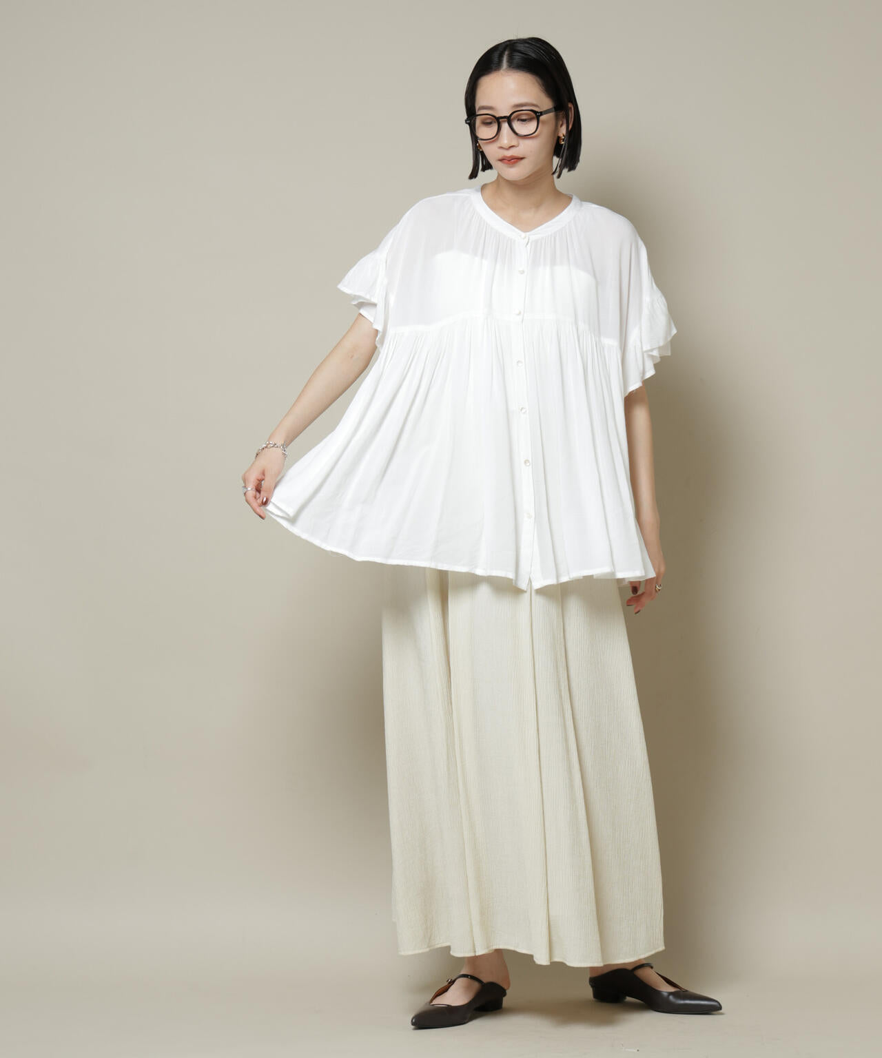 楊柳タックフレアスカート