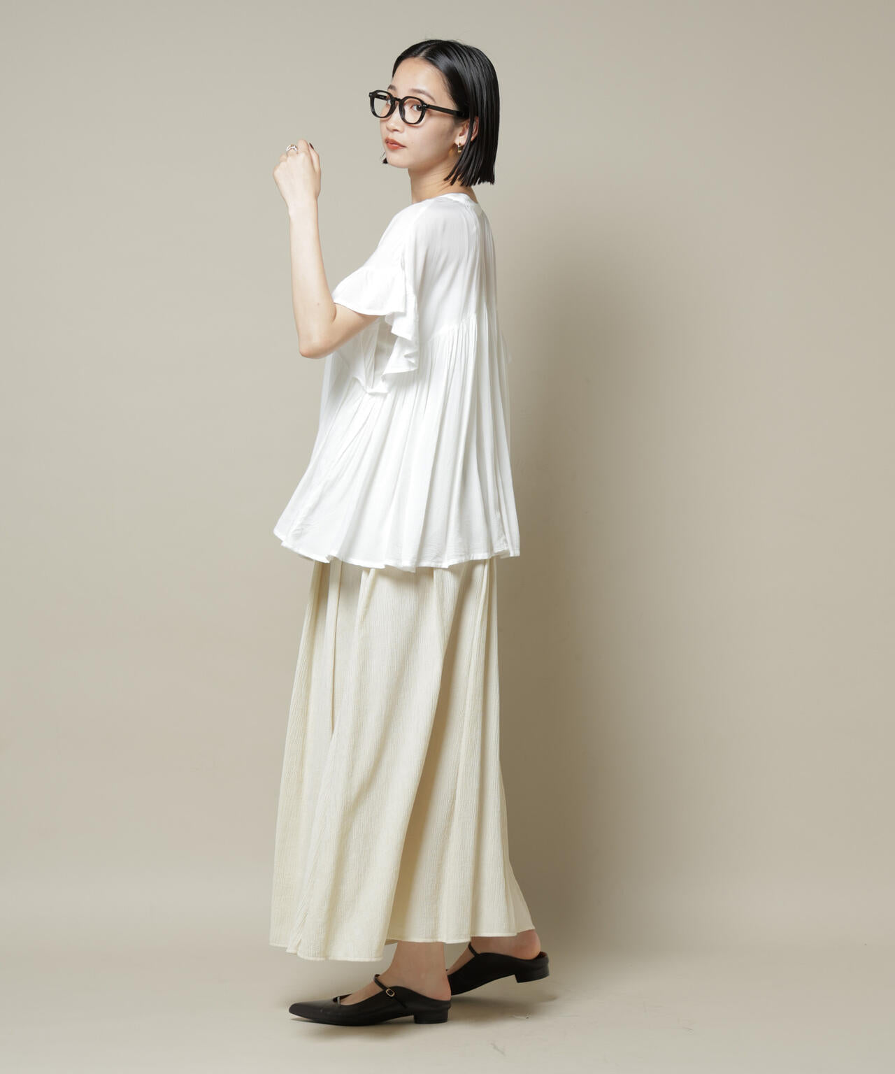 楊柳タックフレアスカート
