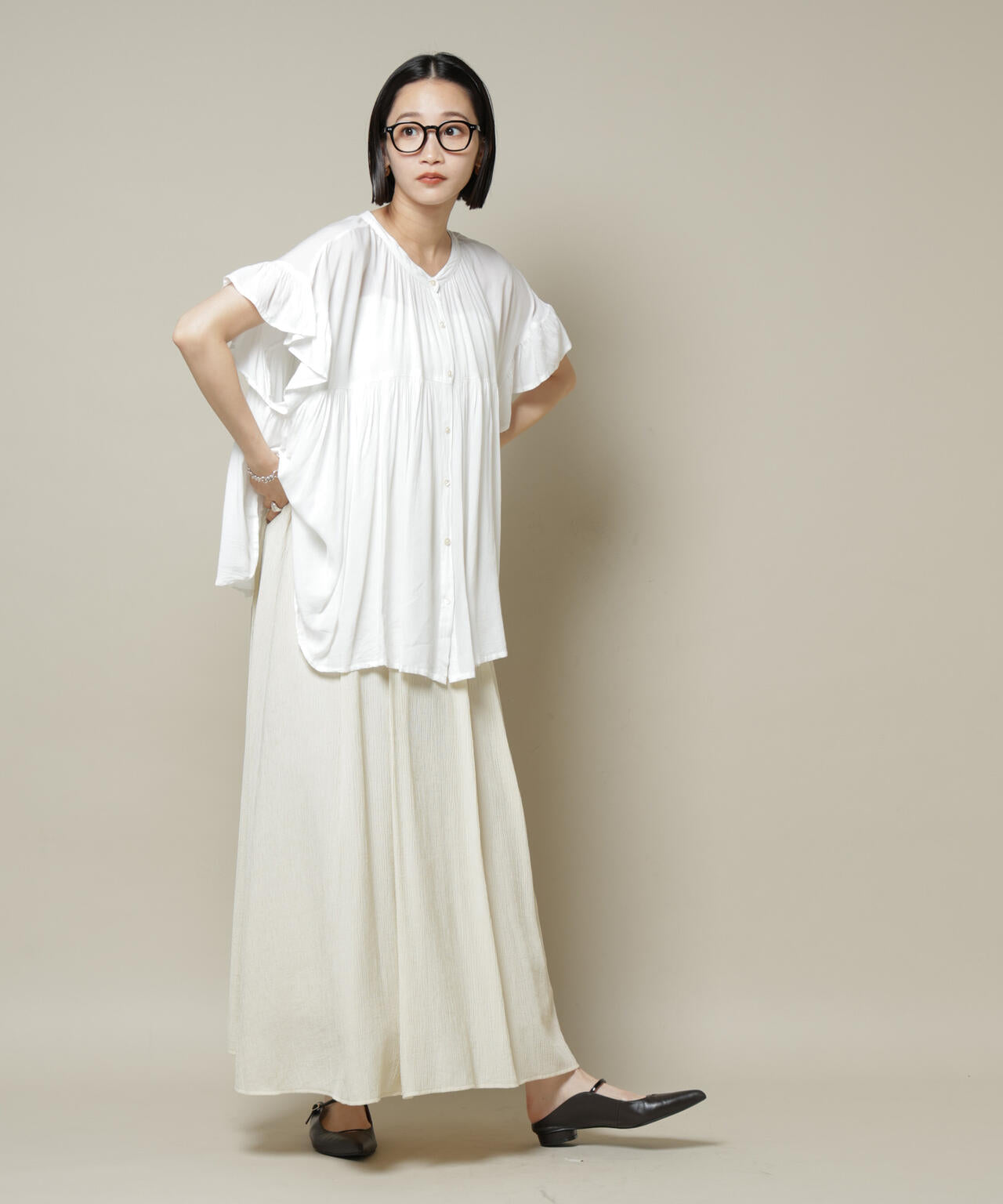 楊柳タックフレアスカート