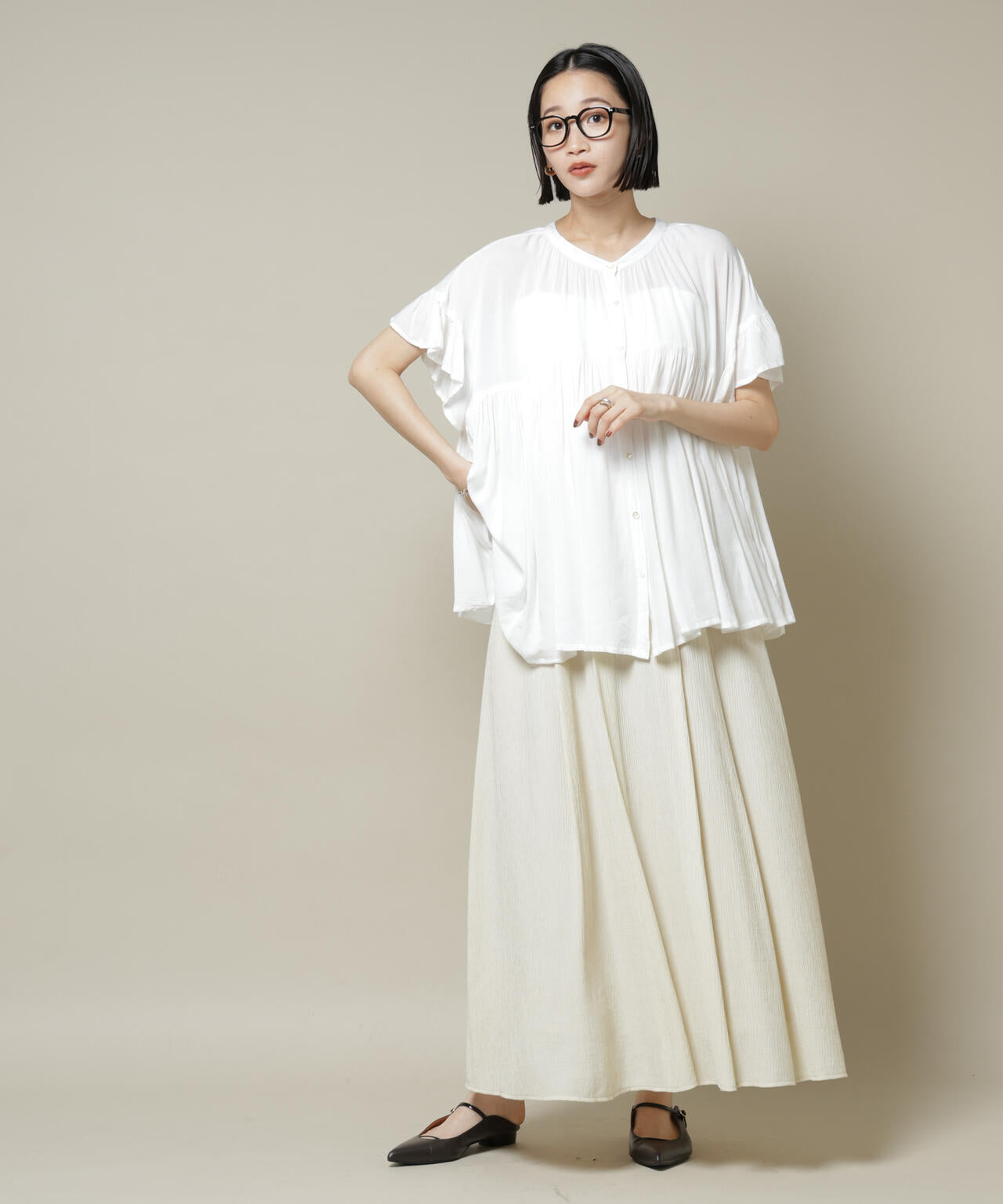 楊柳タックフレアスカート