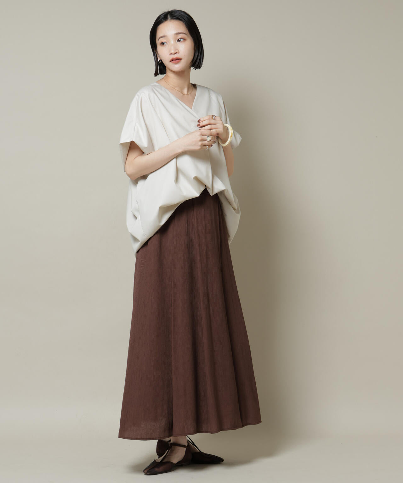 楊柳タックフレアスカート