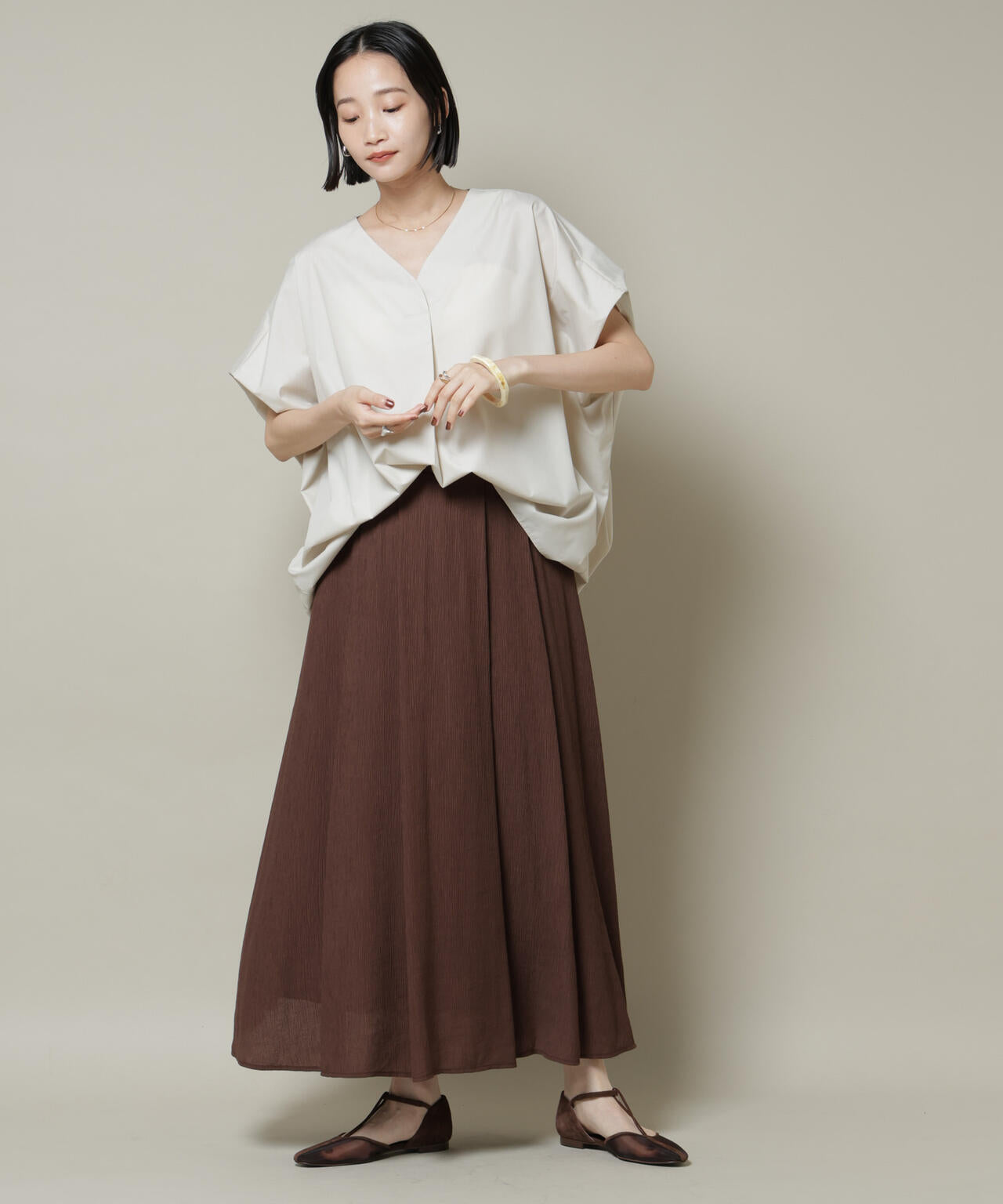 楊柳タックフレアスカート