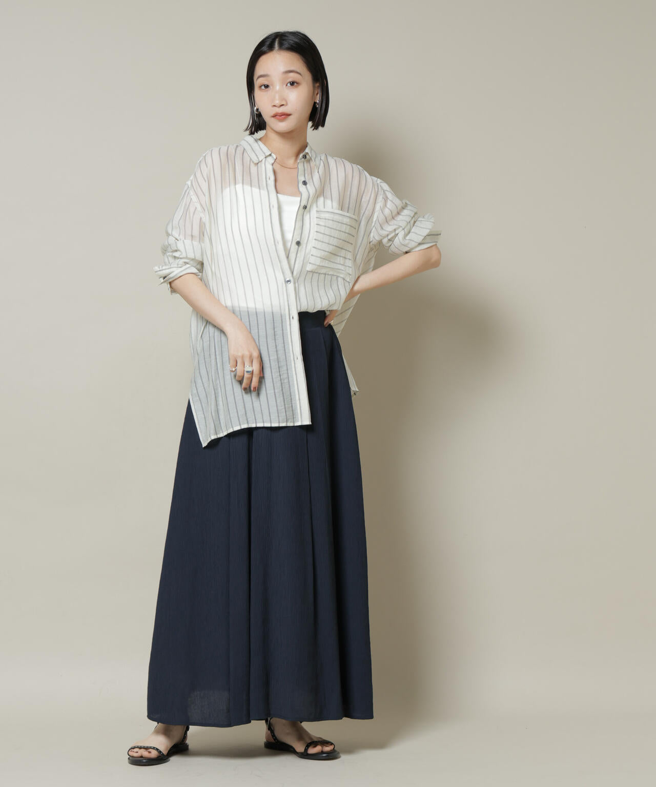 楊柳タックフレアスカート