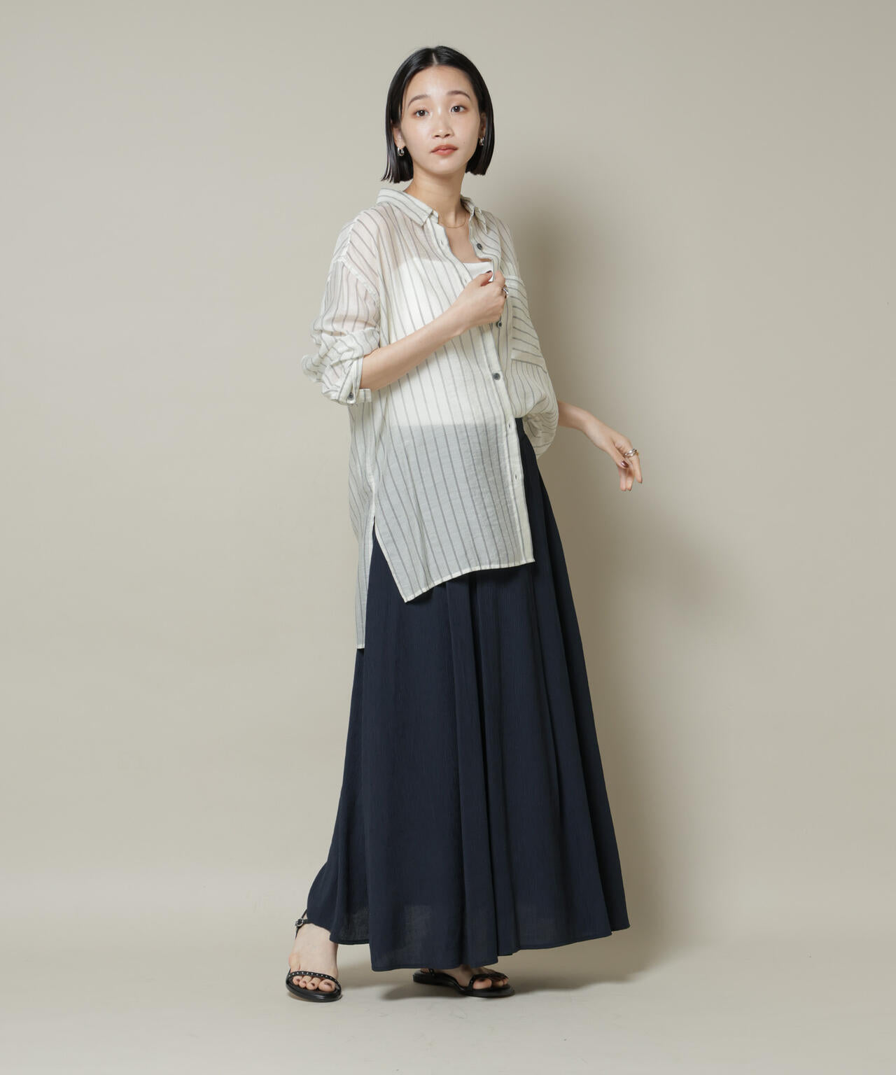楊柳タックフレアスカート