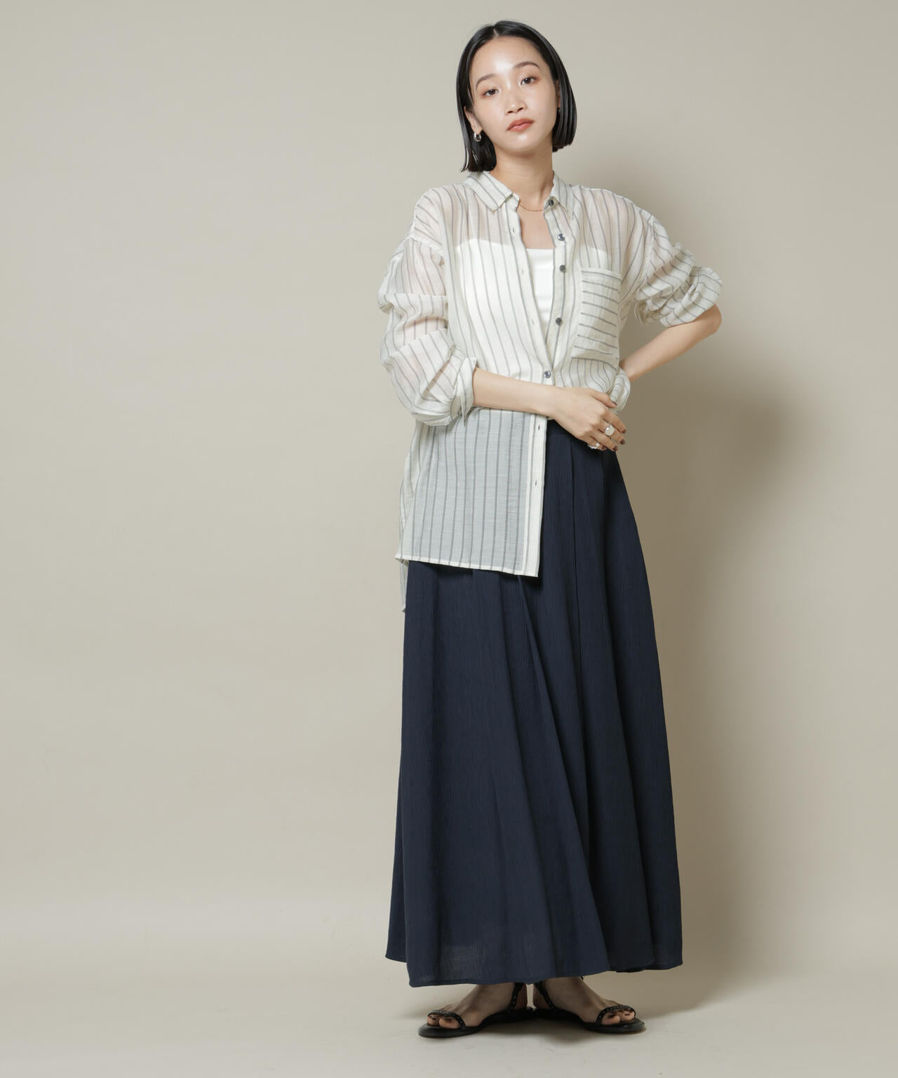 楊柳タックフレアスカート