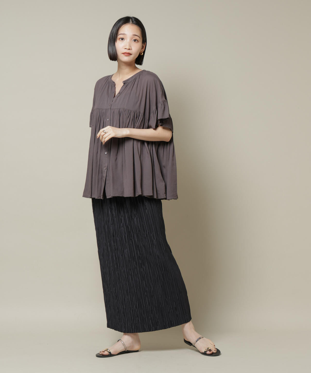 ランダムプリーツカットナロースカート(セットアップ可)