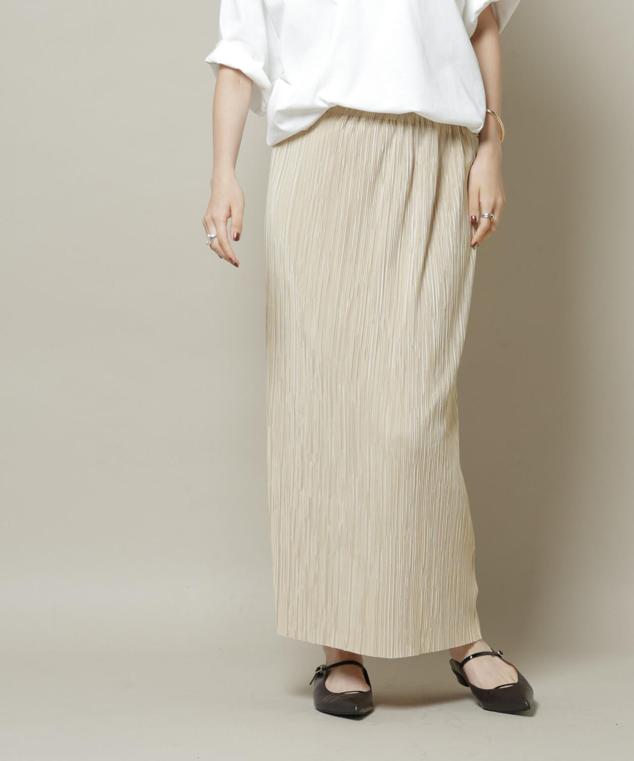 ランダムプリーツカットナロースカート(セットアップ可)