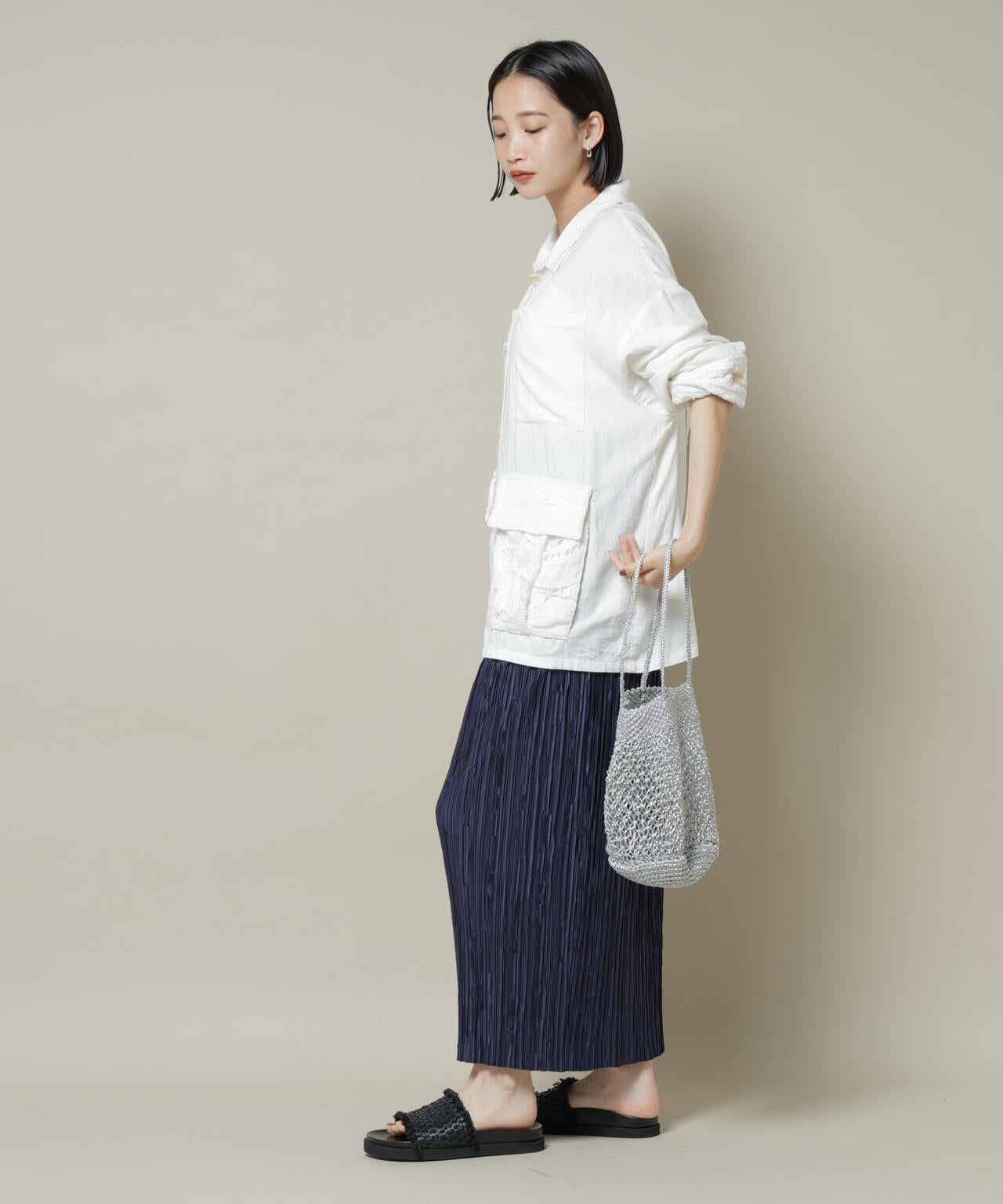 ランダムプリーツカットナロースカート(セットアップ可)