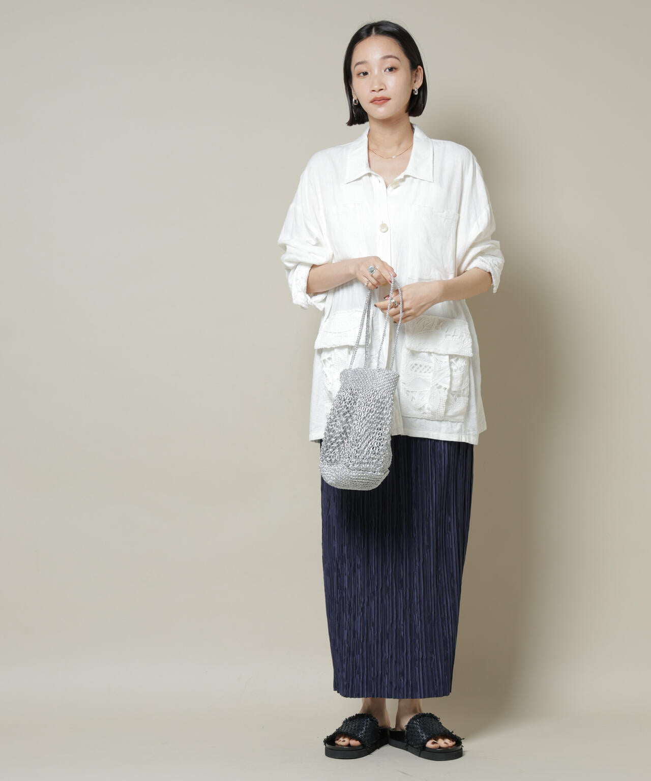 ランダムプリーツカットナロースカート(セットアップ可)