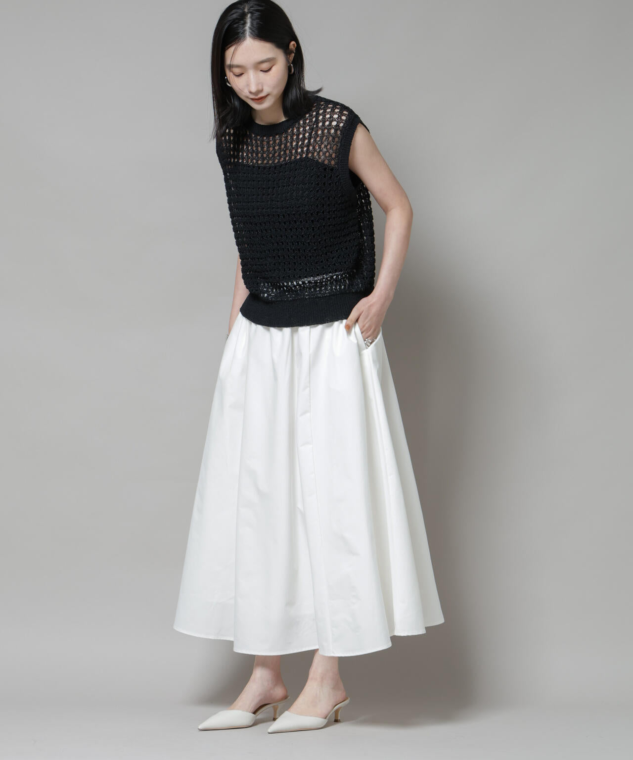 【撥水加工】ギャザーボリュームスカート